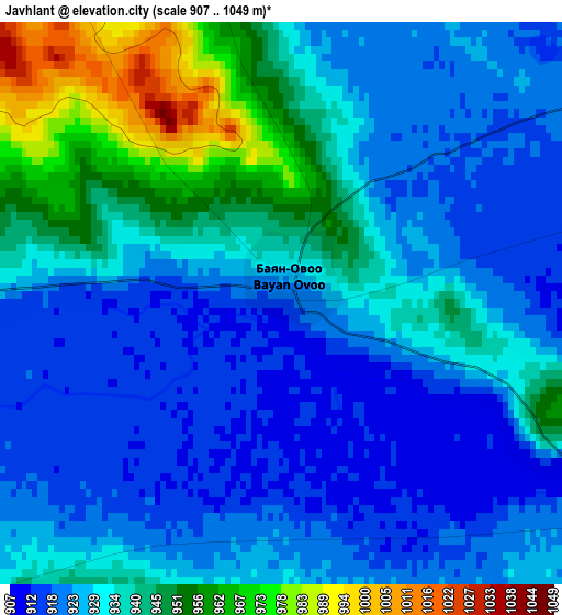 Javhlant elevation map