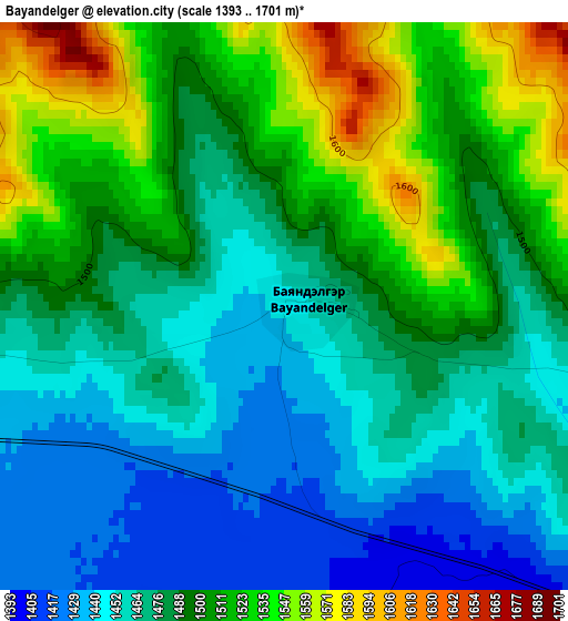 Bayandelger elevation map