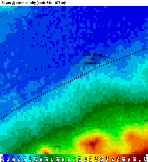 Bayan elevation map