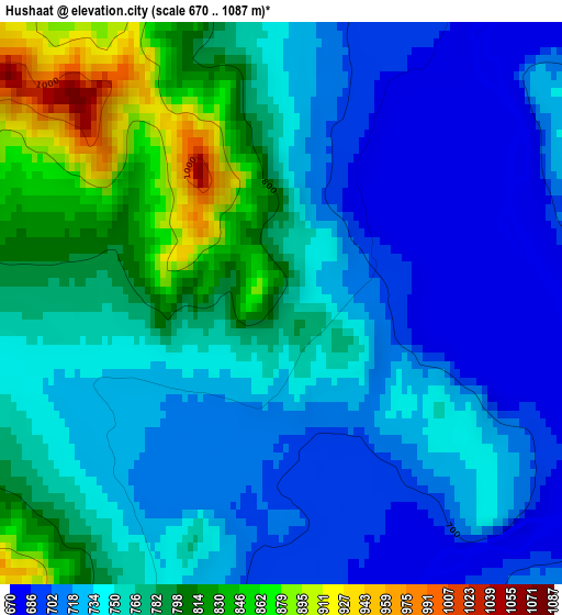 Hushaat elevation map