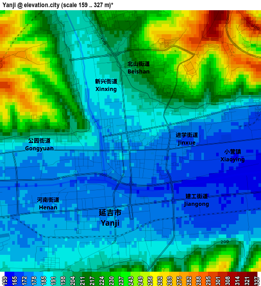 Yanji elevation map