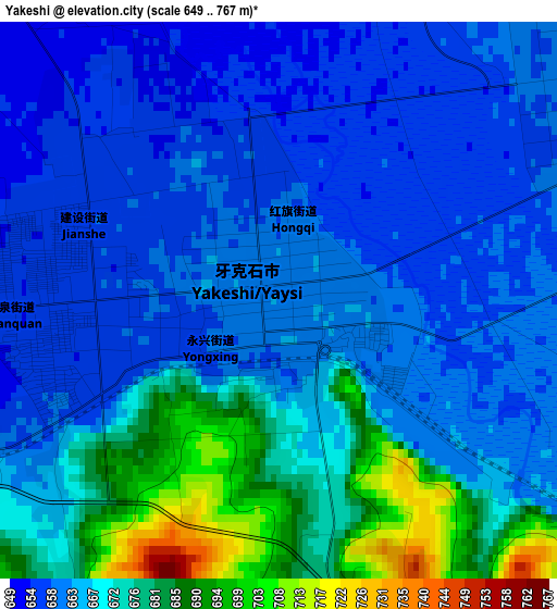 Yakeshi elevation map