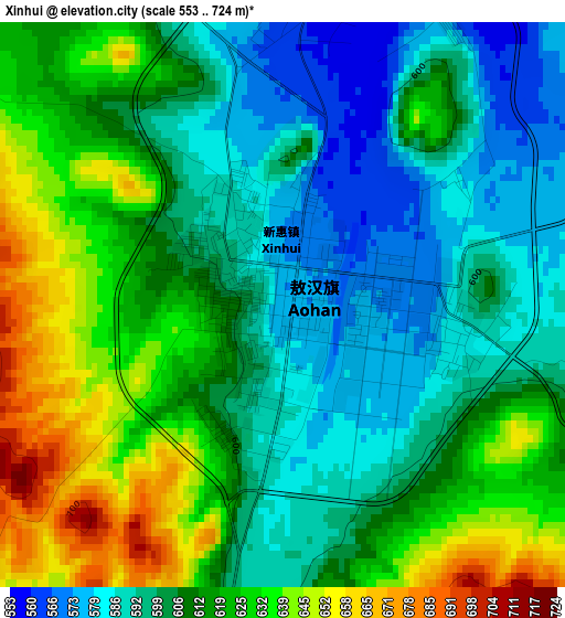 Xinhui elevation map