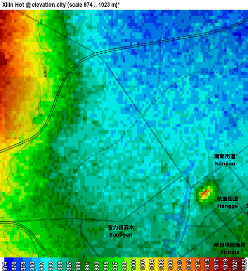 Xilin Hot elevation map