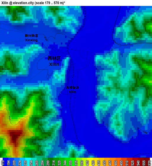 Xilin elevation map