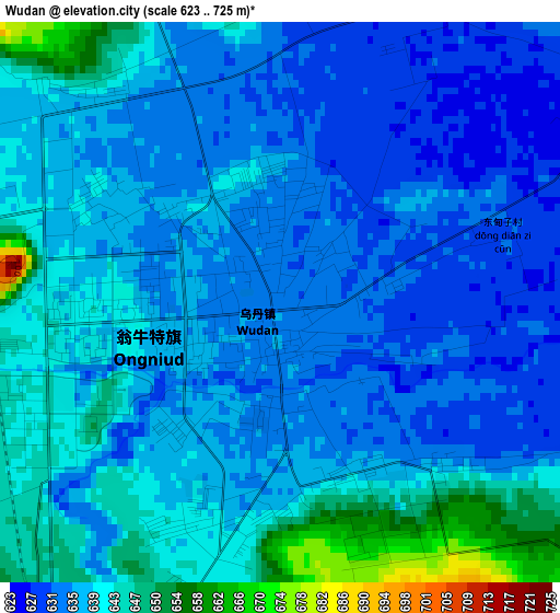 Wudan elevation map