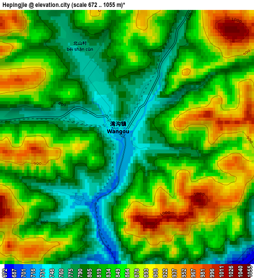 Hepingjie elevation map