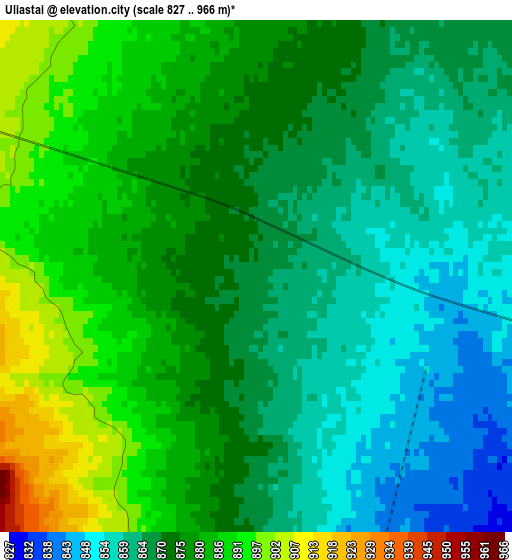 Uliastai elevation map