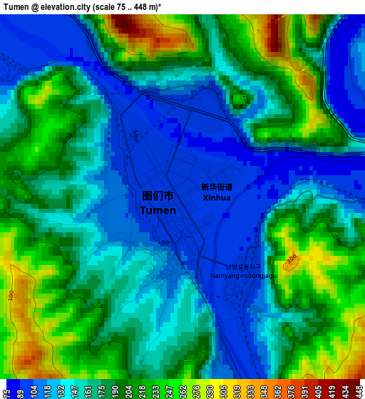 Tumen elevation map