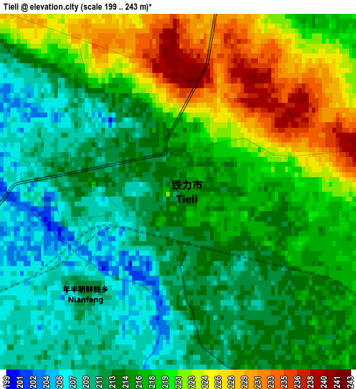 Tieli elevation map