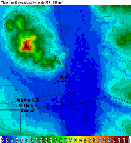 Tianshan elevation map