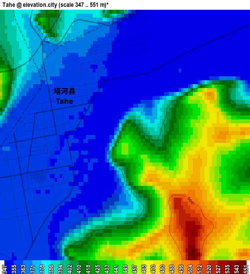 Tahe elevation map