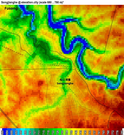 Songjianghe elevation map