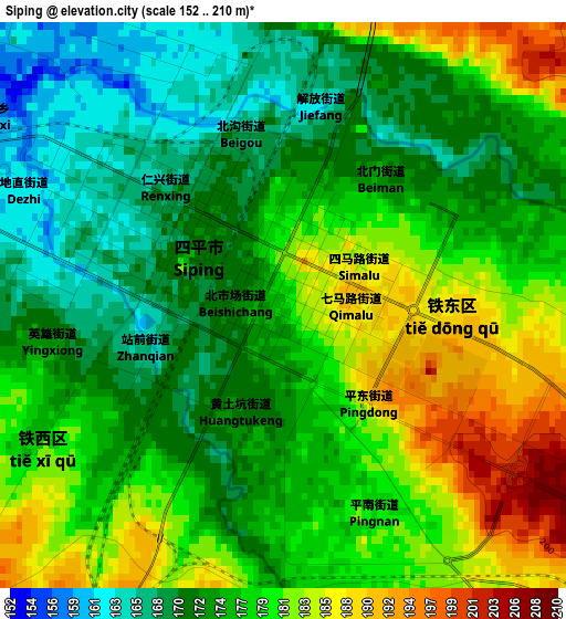 Siping elevation map