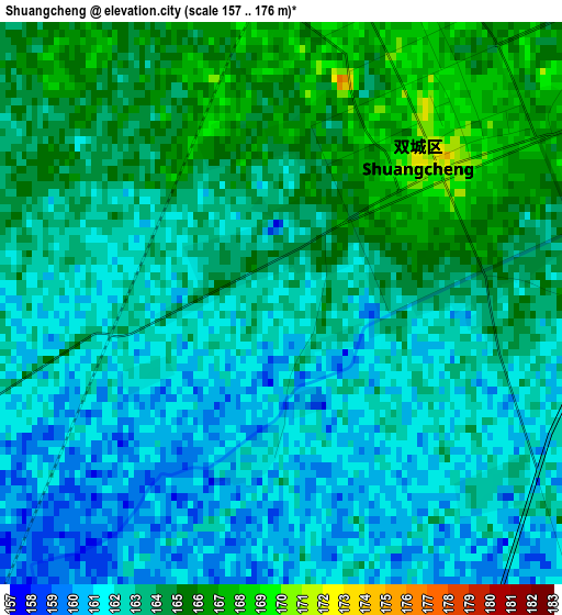 Shuangcheng elevation map