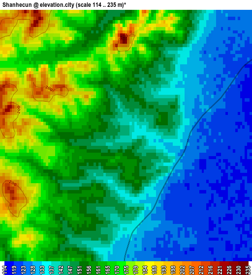 Shanhecun elevation map