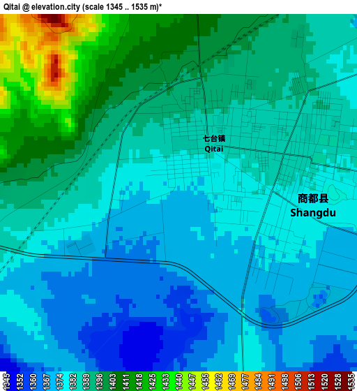 Qitai elevation map