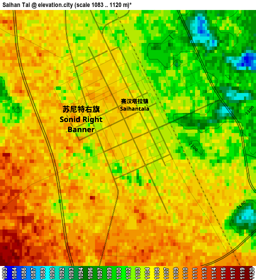 Saihan Tal elevation map