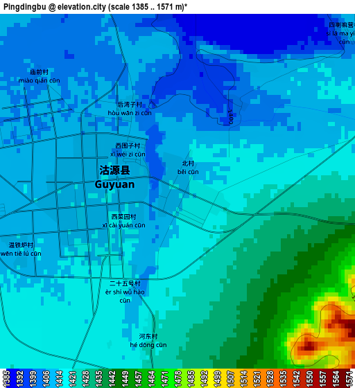 Pingdingbu elevation map