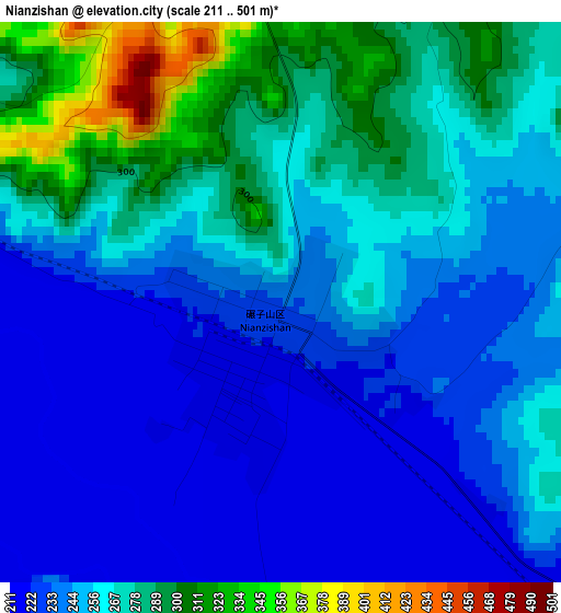 Nianzishan elevation map