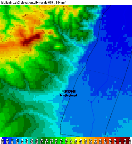 Mujiayingzi elevation map