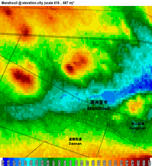 Manzhouli elevation map