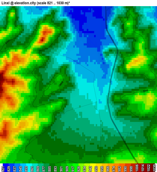 Linxi elevation map