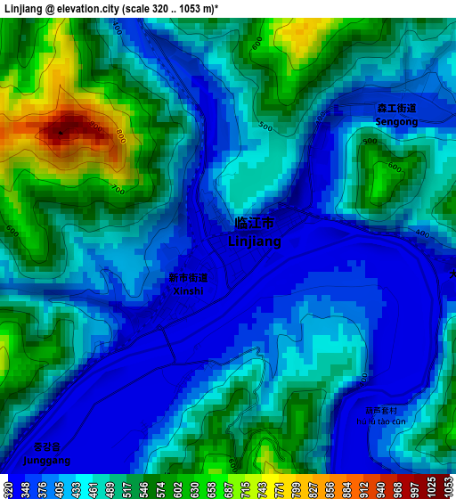 Linjiang elevation map