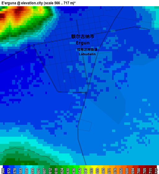 E’erguna elevation map