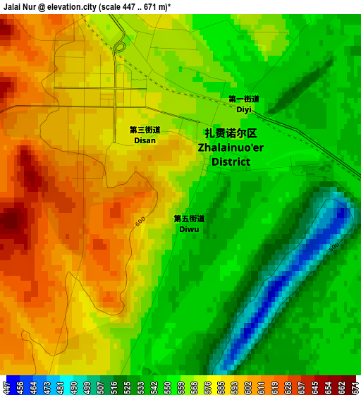 Jalai Nur elevation map