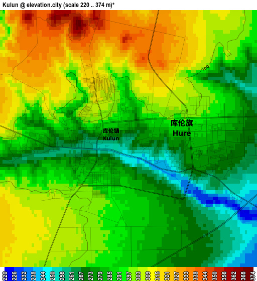 Kulun elevation map