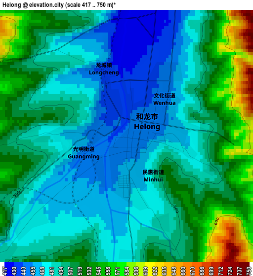 Helong elevation map