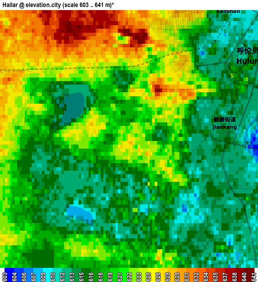 Hailar elevation map