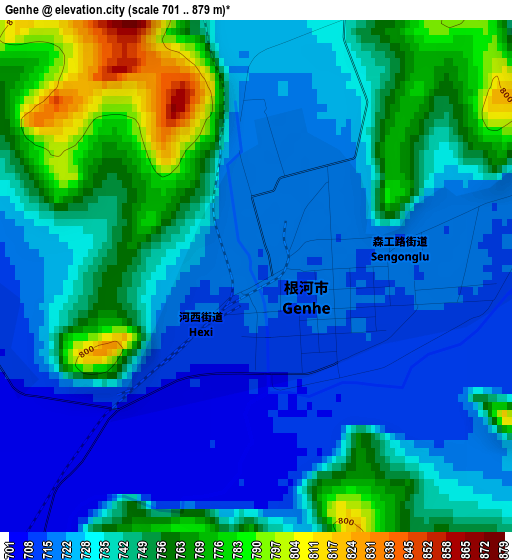 Genhe elevation map