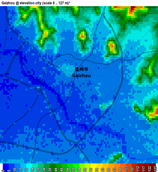 Gaizhou elevation map