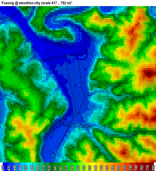 Fusong elevation map