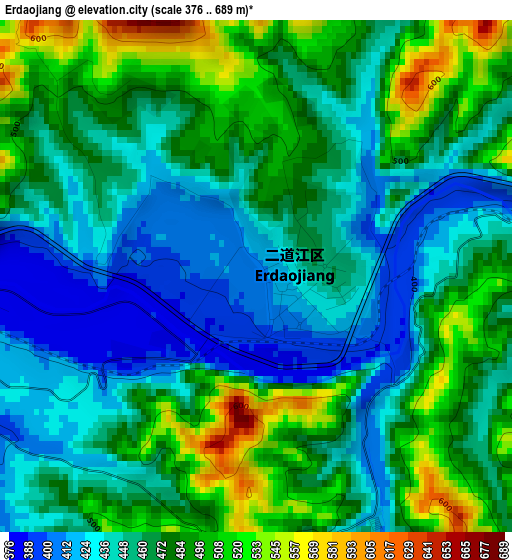 Erdaojiang elevation map