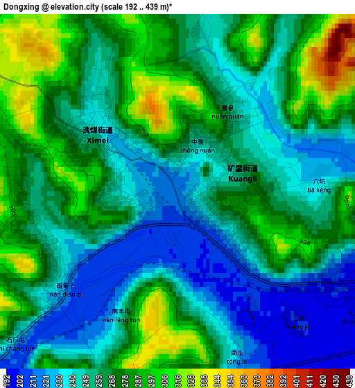 Dongxing elevation map