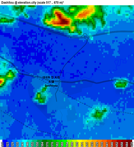 Dashitou elevation map