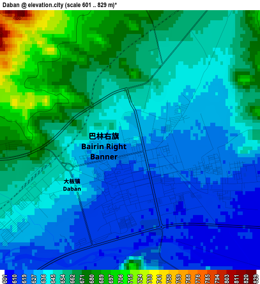 Daban elevation map