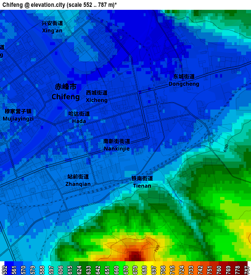 Chifeng elevation map