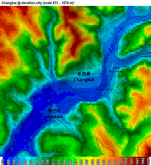 Changbai elevation map