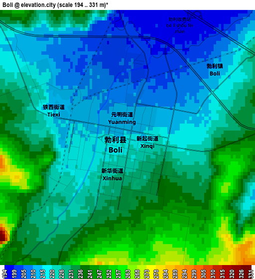 Boli elevation map