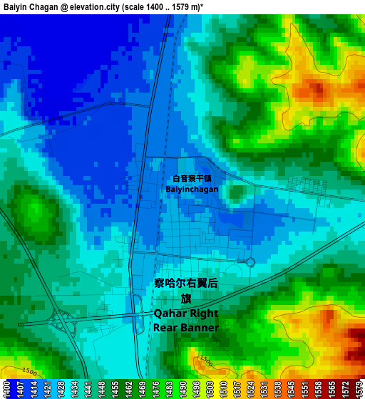 Baiyin Chagan elevation map