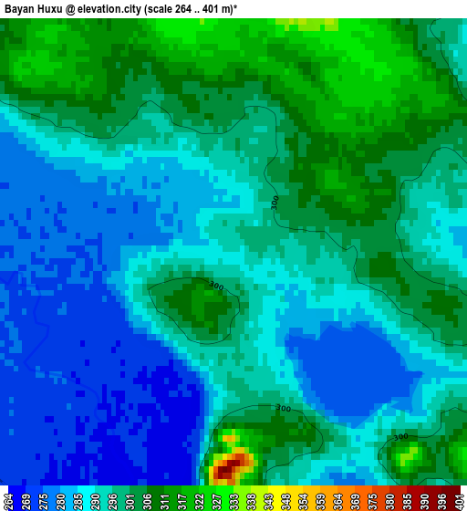 Bayan Huxu elevation map