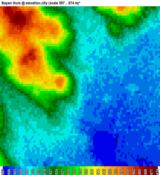 Bayan Hure elevation map