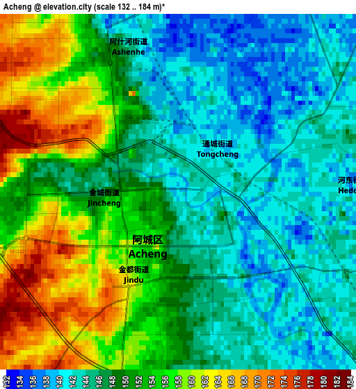 Acheng elevation map