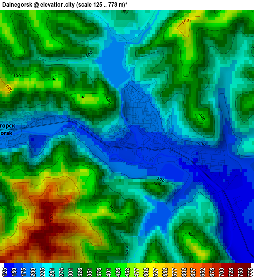 Dalnegorsk elevation map