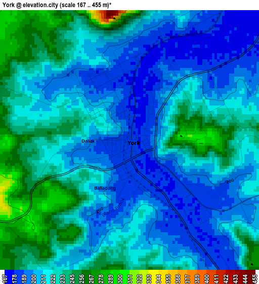 York elevation map