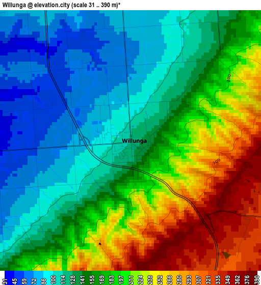 Willunga elevation map